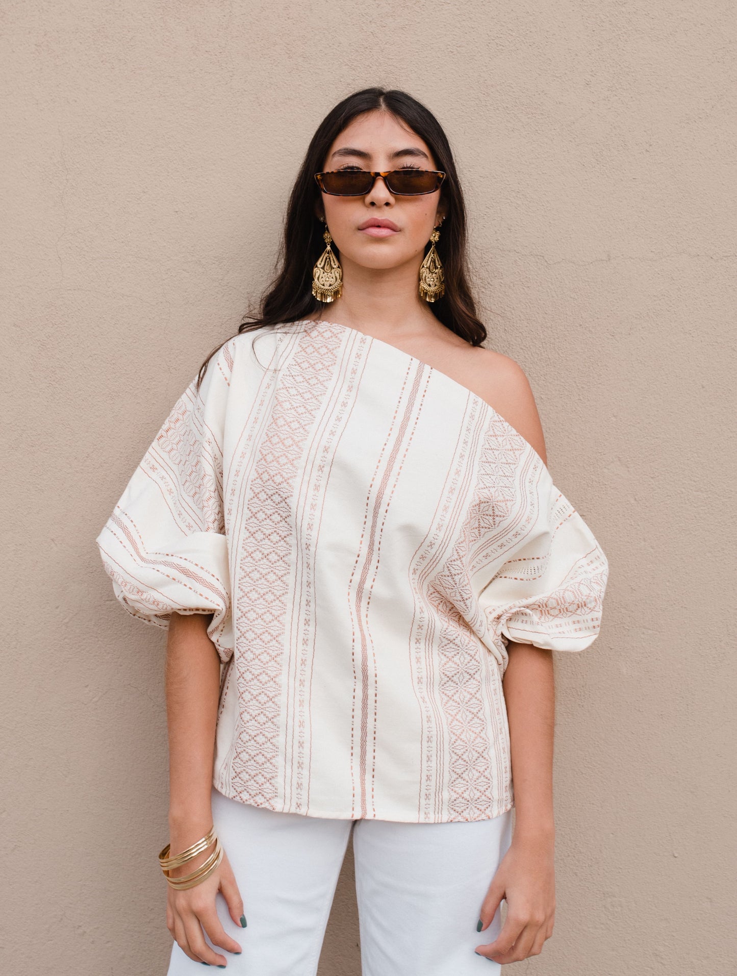 Miranda Blouse White/Bronze