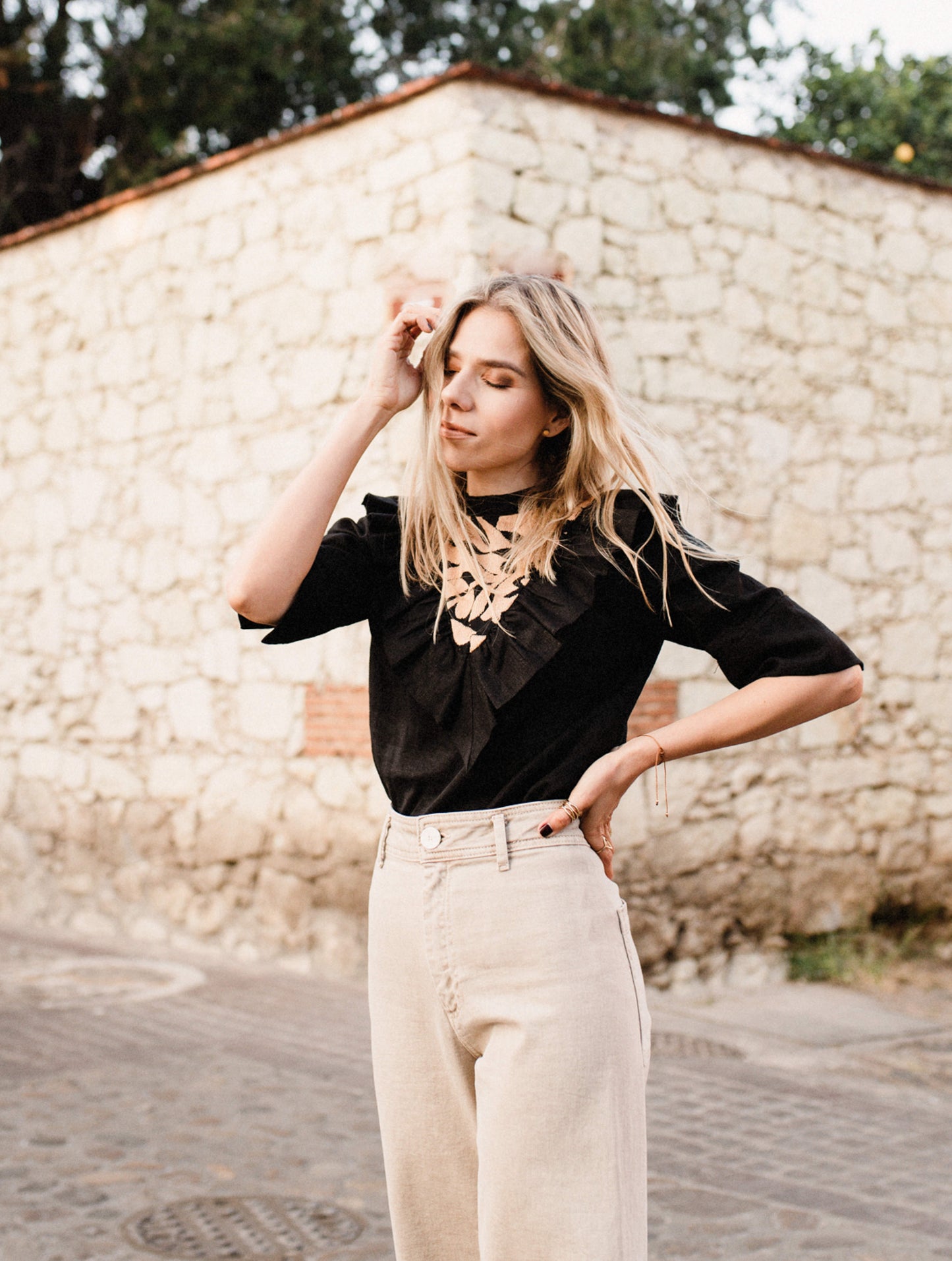 Black Libaana Blouse with Gold